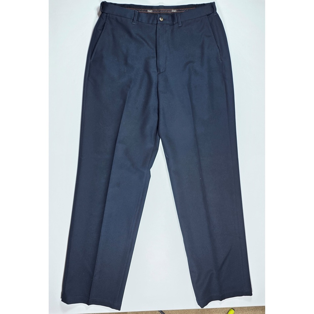 Haggar Men's Q Series Navy Blue Flat Front Dress Pants 36x34